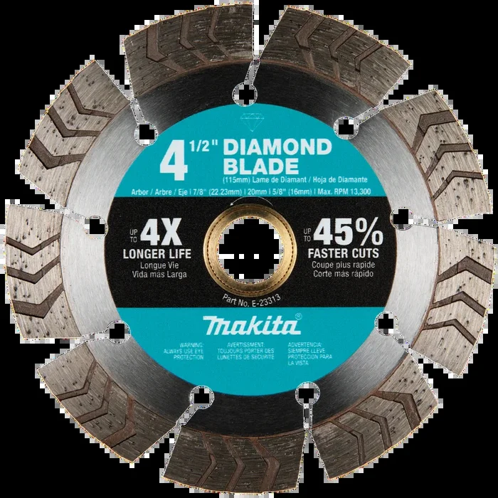 MAKITA 4‑1/2″ Diamond Blade, Segmented Turbo, General Purpose