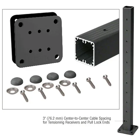 Matte Black 36″ Tall Cable Post Kit Prepped for Flip-Toggle End by C.R. Laurence
