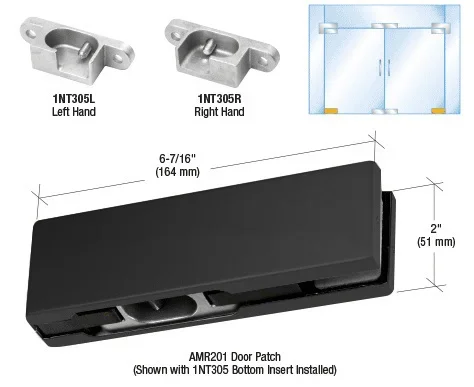 Matte Black RH European Bottom Door Patch Fitting – C.R. Laurence