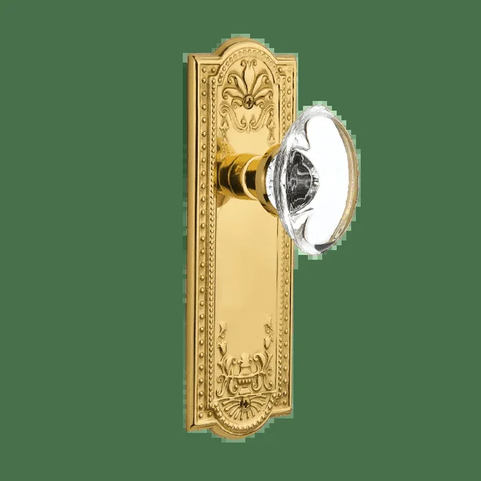 Meadows Long Plate with Oval Clear Crystal Knob in Polished Brass – Nostalgic