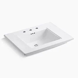 Memoirs 30″ pedestal/console table bathroom sink Fireclay, in White with 3 Faucet Holes