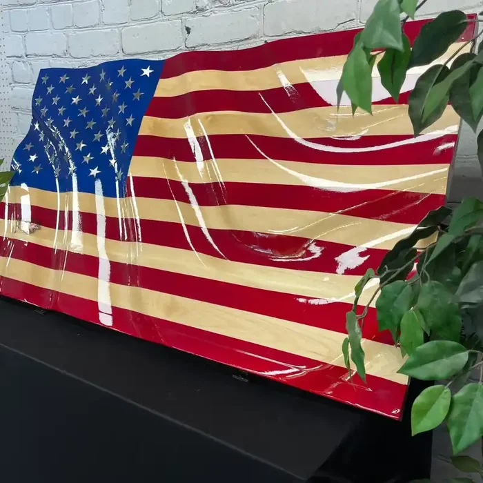 Metal Art of Wisconsin Painted Butcher Block Maple / Inlaid Steel Stars