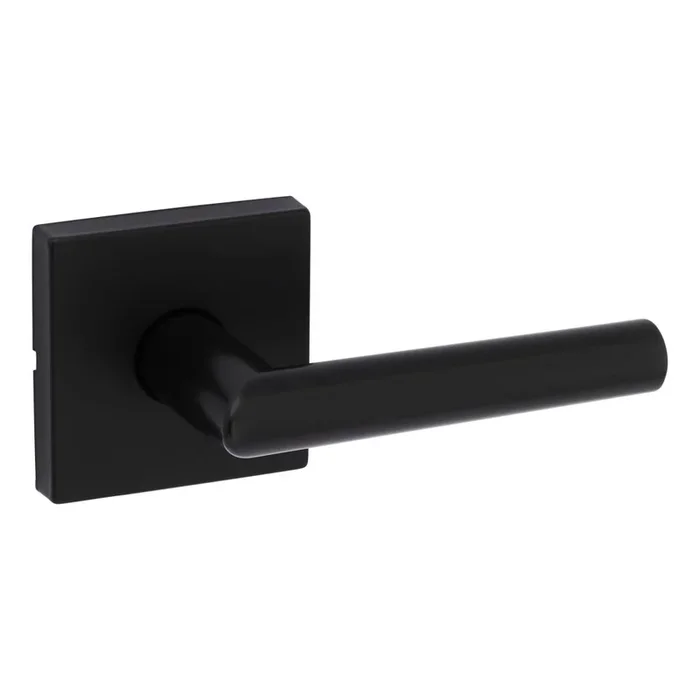 Milan Lever with Square Rose Passage Door Lock – Matte Black Finish