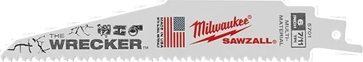 MILWAUKEE 6″ 7/11 TPI THE WRECKER™ Multi-Material Blade (5 PACK)