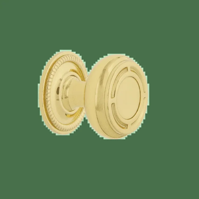 Mission Brass 1 3/8″ Cabinet Knob with Rope Rose in Polished Brass – Nostalgic
