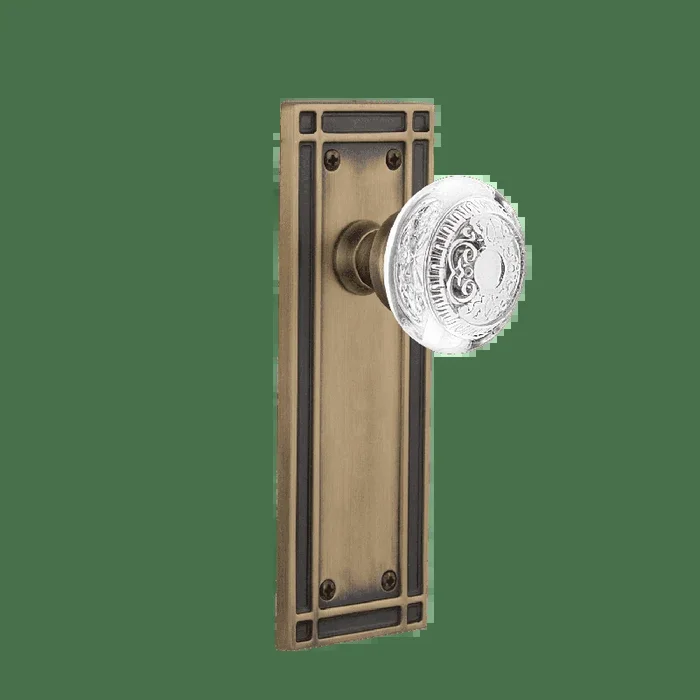 Mission Long Plate with Crystal Egg Dart Knob in Antique Brass – Nostalgic