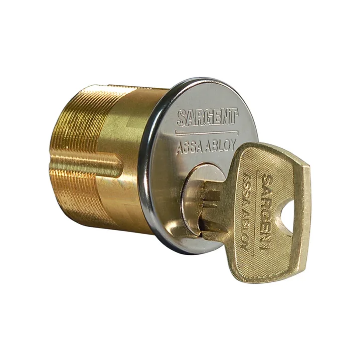 Mortise Cylinder 1-1/8in, RA Keyway, 6-Pin, Sargent Cam, Stainless Steel