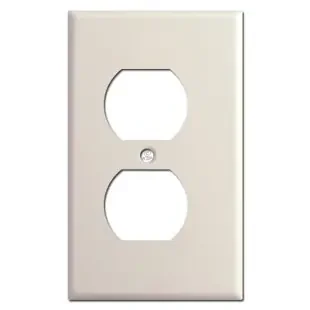 Narrow 1/8″ Trim Duplex Outlet Plug Cover – Light Almond