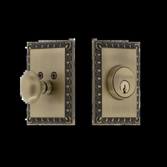 Neoclassical Single Cylinder Deadbolt in Antique Brass – Nostalgic