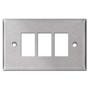 New Style Replacement 3 GE Low Voltage Switchplate – Stainless