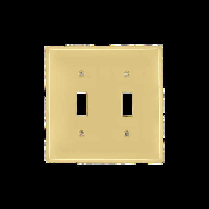 New York Switch Plate with Double Toggle – Unlacquered Brass by Nostalgic