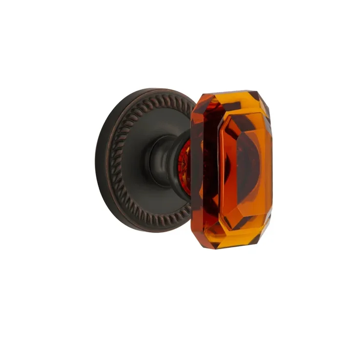 Newport Rosette with Baguette Amber Crystal Knob in Timeless Bronze | Grandeur