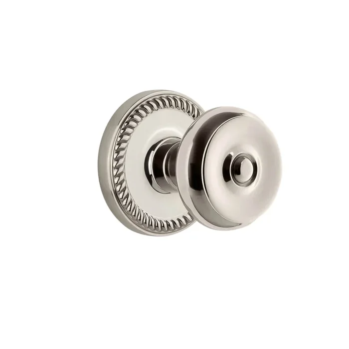 Newport Rosette with Bouton Knob in Polished Nickel – Grandeur Premium Door Hardware