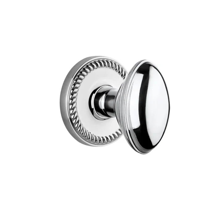 Newport Rosette with Eden Prairie Knob in Bright Chrome – Grandeur Door Hardware