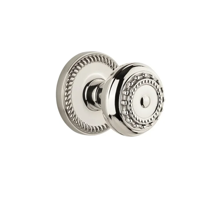 Newport Rosette with Parthenon Knob in Polished Nickel – Grandeur