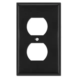 Offset .25‘‘ Trimmed Skinny Duplex Receptacle Wall Plates – Black