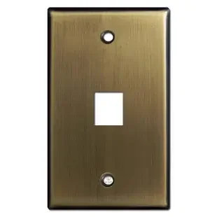One Phone Jack Switchplates – Antique Brass