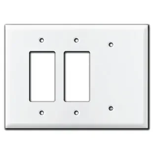 Oversized 1 Blank 2 Rocker Decor Outlet Cover Wall Plate – White