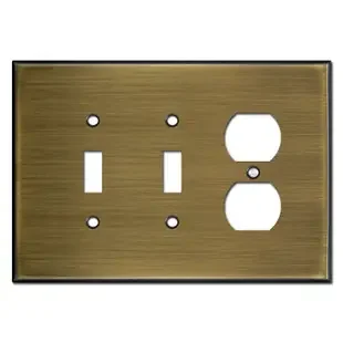 Oversized 1 Receptacle 2 Toggle Cover Plates – Antique Brass