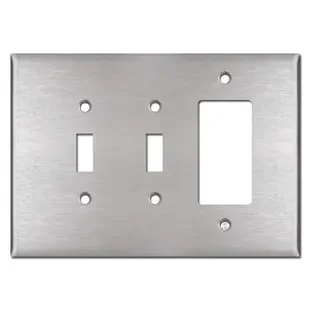 Oversized 2 Toggle 1 GFCI Cover Plates – Satin Stainless Steel