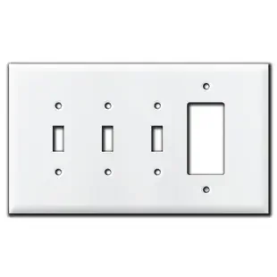 Oversized 3 Toggle 1 Rocker Switch Plates – White