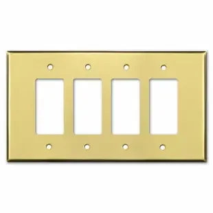 Oversized 4 Decora Rocker Cover Plate – Raw Unlacquered Brass