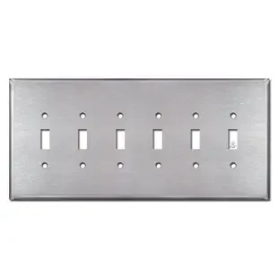 Oversized 6 Toggle Wall Plate – Satin Stainless Steel