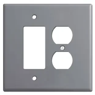 Oversized Combo Rocker Switch & Duplex Outlet Cover Plates – Gray