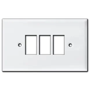 Oversized New Style 3 GE Low Voltage Switch Covers – White