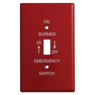 Oversized Red 1 Toggle Emergency Oil Burner Switch Cover 004
