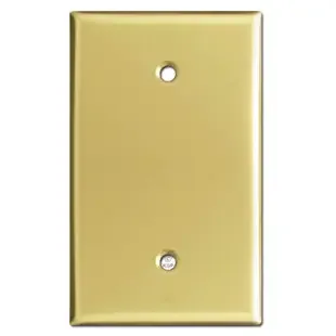 Oversized Single Gang Blank Wall Plate – Polished Brass