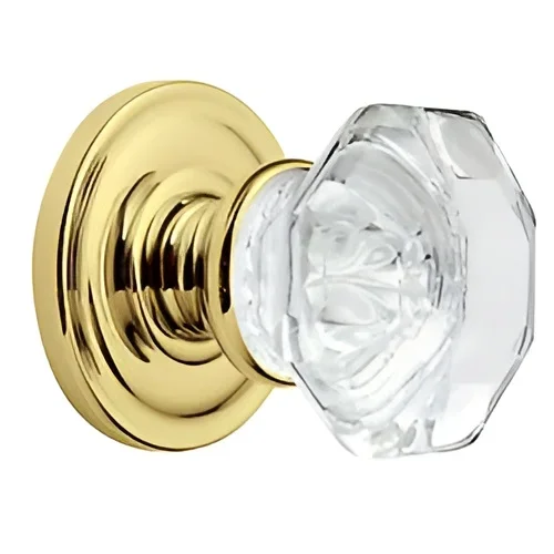 Pair 5080 Knob Less Rose Bright Brass Finish by Baldwin Estate