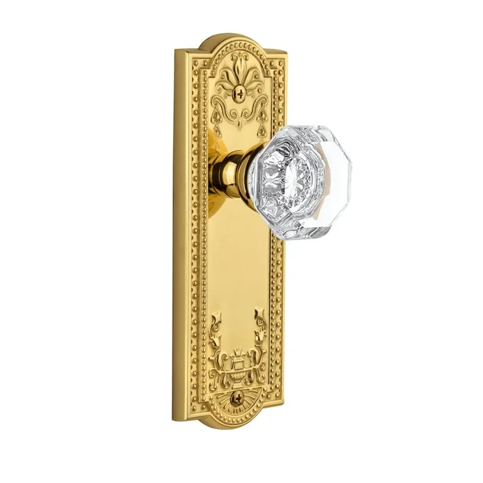 Parthenon Long Plate with Chambord Crystal Knob in Lifetime Brass