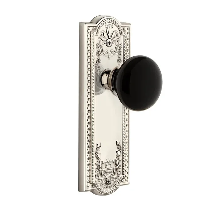 Parthenon Long Plate with Coventry Knob – Polished Nickel – Grandeur