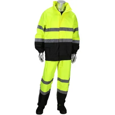 PIP Viz Type R Class 3 Two-Piece Rain Suit with Black Bottom – 4530 – 1/EA
