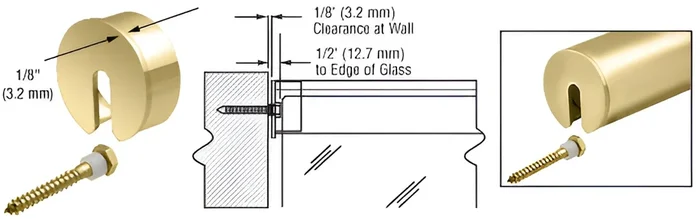 Polished Brass Stabilizing End Cap for 1-1/2″ Cap Railing – C.R. Laurence