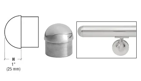 Polished Stainless Dome End Cap for 2″ Tubing – C.R. Laurence