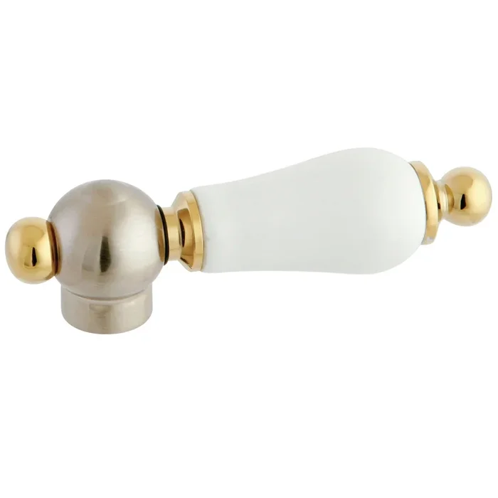 Porcelain Lever Handle – Brushed Nickel/Polished Brass by Kingston Brass