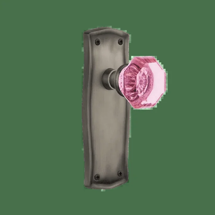 Prairie Long Plate with Pink Waldorf Knob in Antique Pewter – Nostalgic Vintage Door Hardware