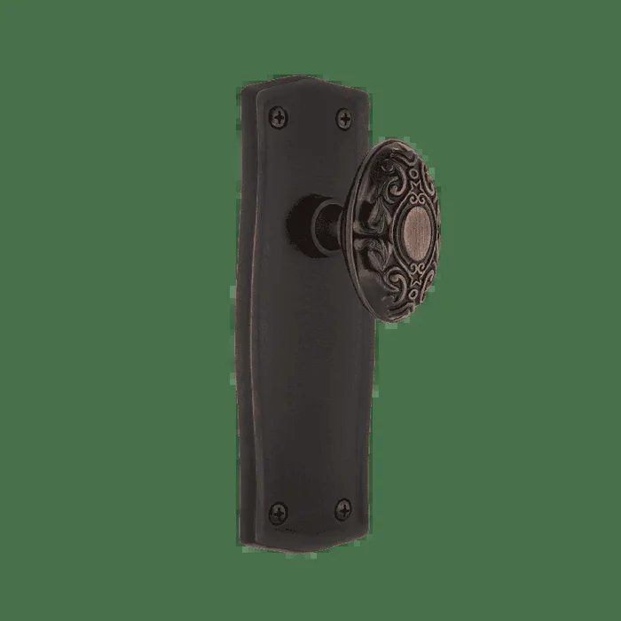 Prairie Long Plate with Victorian Knob in Timeless Bronze – Nostalgic Vintage Door Hardware