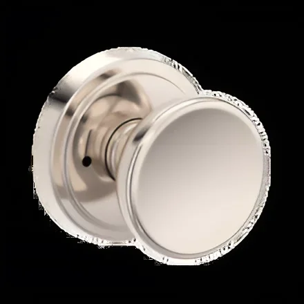 Privacy Solvang Knob and Stepped Round Rose with 6AL Latch – Lifetime Bright Nickel Finish by Baldwin Reserve