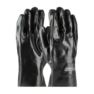 ProCoat Premium PVC Dipped Glove w/Interlock Liner & Smooth Finish – 10″ Length – Black – 1/DZ – 330-PIP58-8020