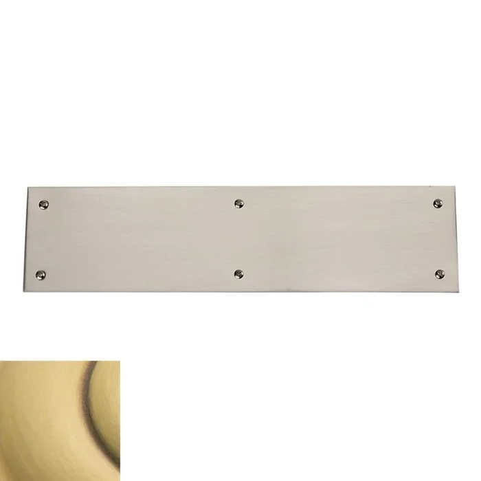 Push Plate 3-1/2″ x 15″ Beveled Edge Satin Brass and Brown Finish by Baldwin Estate