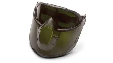 Pyramex Capstone Direct/Indirect Goggle With IR 5 Lens And Green Tinted Faceshield Attachment Safety Eyewear