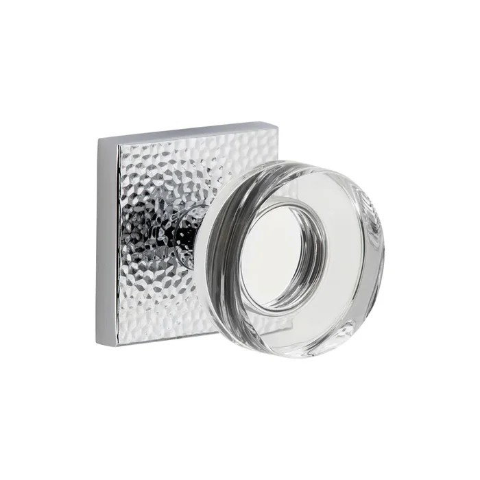 Quadrato Hammered Rosette with Circolo Crystal Knob – Bright Chrome Double Dummy