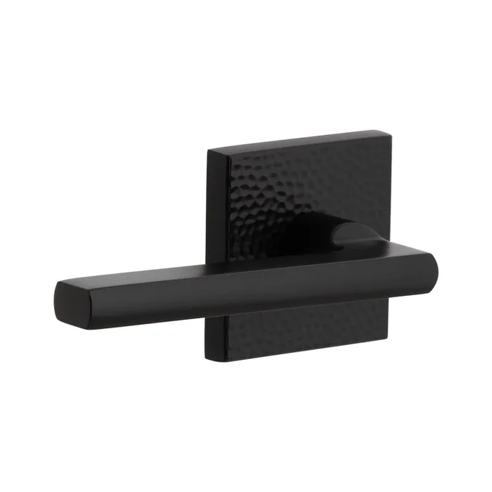 Quadrato Hammered Rosette with Milano Lever in Satin Black – Viaggio