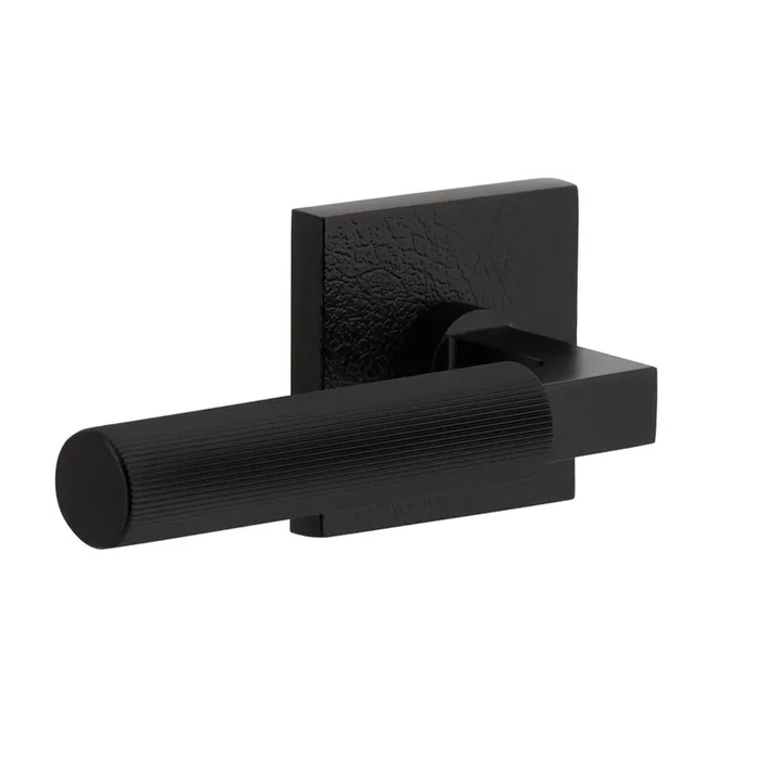 Quadrato Leather Rosette with Contempo Fluted Lever – Satin Black