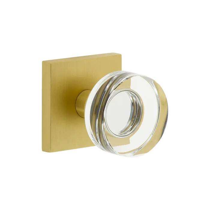 Quadrato Rosette with Circolo Crystal Knob in Satin Brass – Viaggio