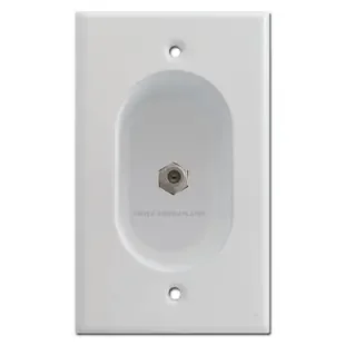 Recessed Coax Jack Outlet Cover for Flat TV – White