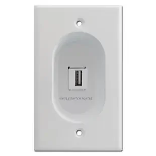 Recessed USB Outlet Wall Plate Covers, 1 Port Feed-Through